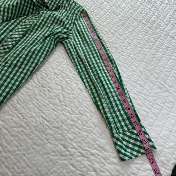 1901 Green and White Gingham Formal Button Down Shirt - Picture 7 of 13